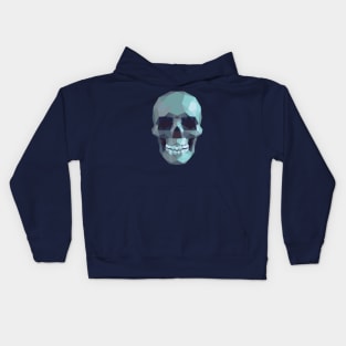 Turquoise Skull Low Poly Kids Hoodie